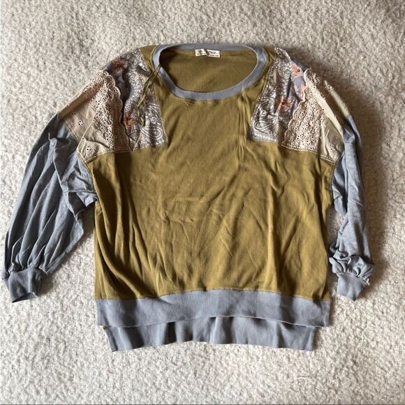 FREE PEOPLE Feelin it Colorblock Army Combo T-Shirt Size XS OB1068176 $98 - Picture 6 of 12